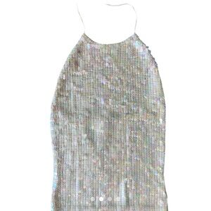 Silver Sequin Halter Top